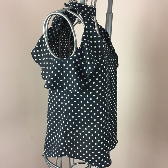 B-wear back and white polka dot cold shoulder top - Picture 4 of 5